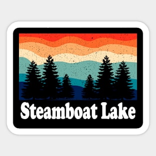 Vintage Steamboat Lake Colorado Forest Camping Sticker